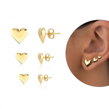 Brinco Coração Liso P - Banhado a Ouro 18K