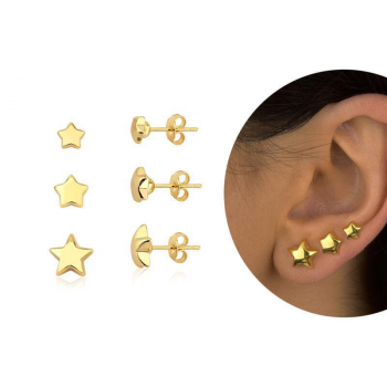 Brinco Estrela Abaloado M - Banhado a Ouro 18K