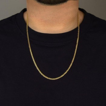 Corrente Grumet 3mm com Fecho Gaveta - Banhada a Ouro 18k