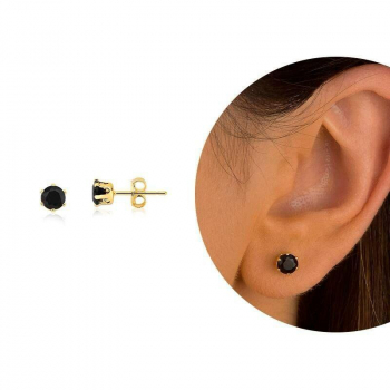 Brinco de Zircônia Negra com Garra Coroa