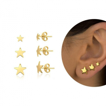 Brinco de Estrela Liso P - Banhado a ouro 18k