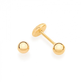 BRINCO BOLA INFANTIL BANHADO A OURO 18K LISO ROMMANEL