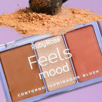 Paleta Trio de Blush Iluminador e Contorno Feels Mood - RUBY ROSE