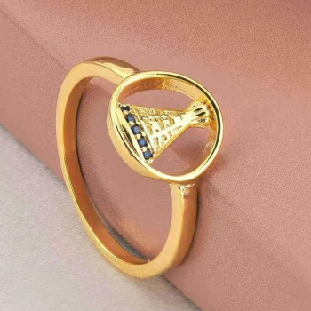 Anel Nossa Senhora cravejado com micro zircônias TAM 19- Banhado a Ouro 18K